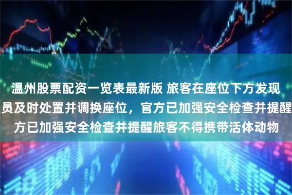 温州股票配资一览表最新版 旅客在座位下方发现宠物蜥蜴，列车工作人员及时处置并调换座位，官方已加强安全检查并提醒旅客不得携带活体动物